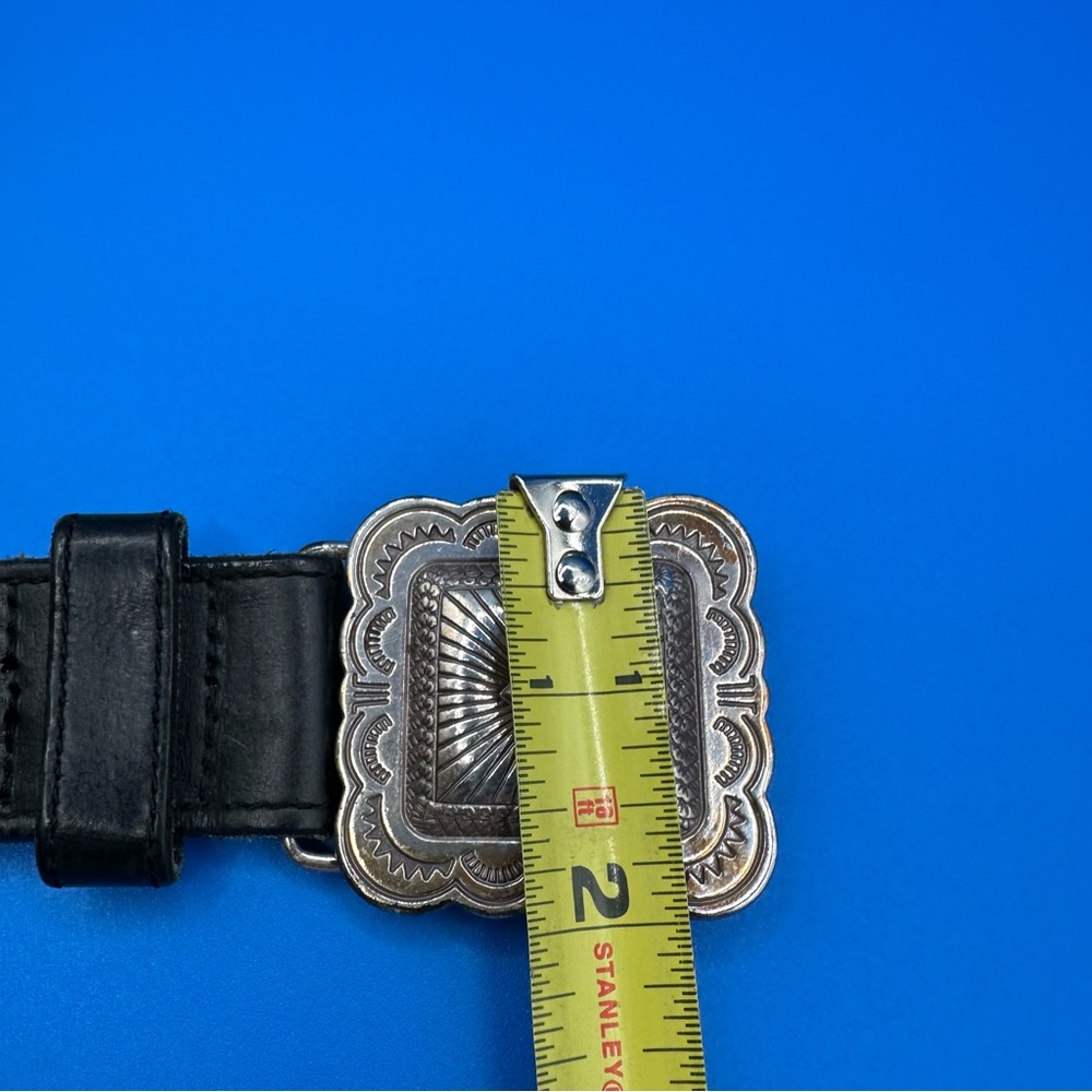 Brighton Vintage Black Leather Concho Belt – Silver Tone, 7 Conchos, Size Medium - Picture 3 of 14